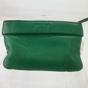 Kate Spade Green Pebbled Leather Top Zip Keychain Pouch Wallet GUC